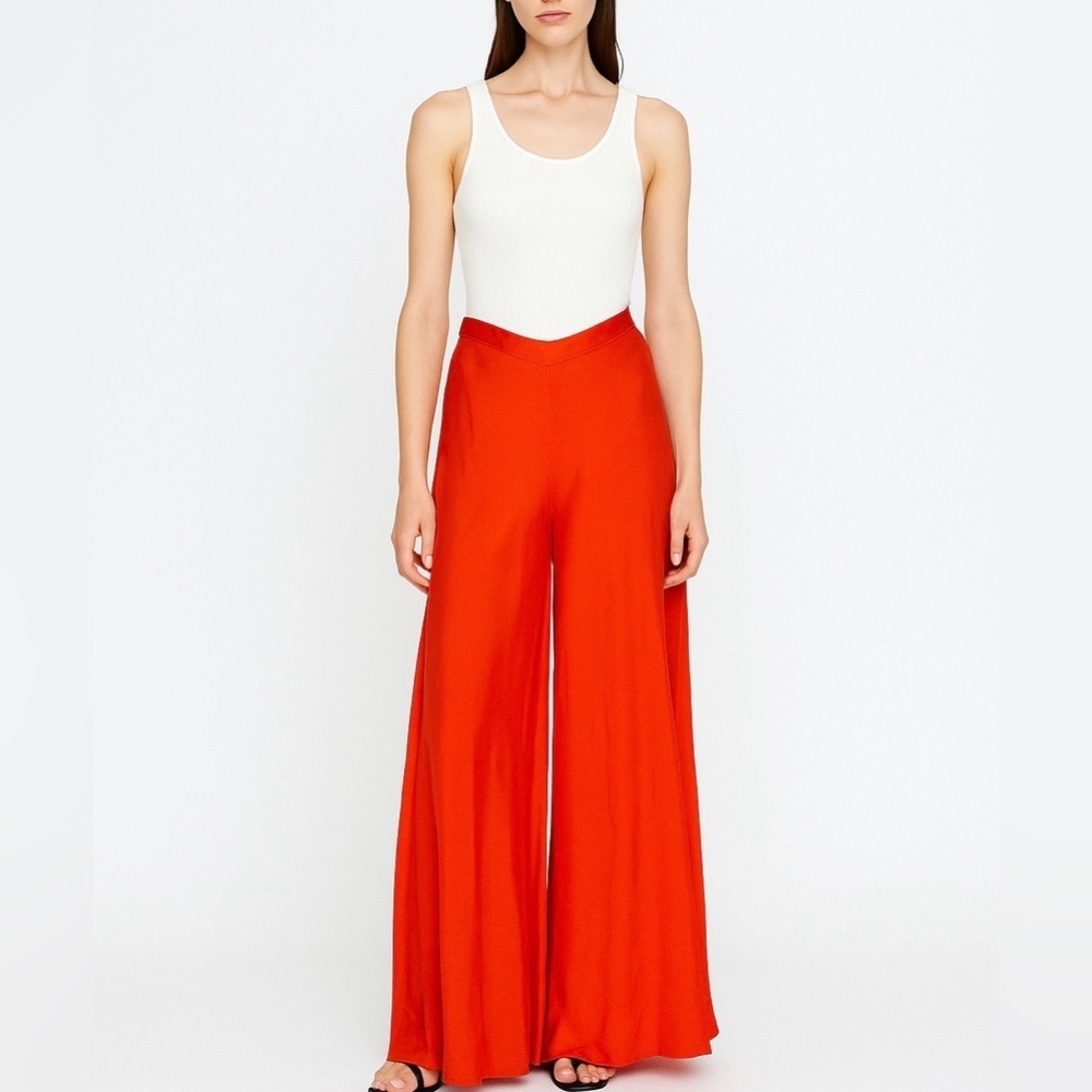 Wayne 100% silk straight leg trousers NEW